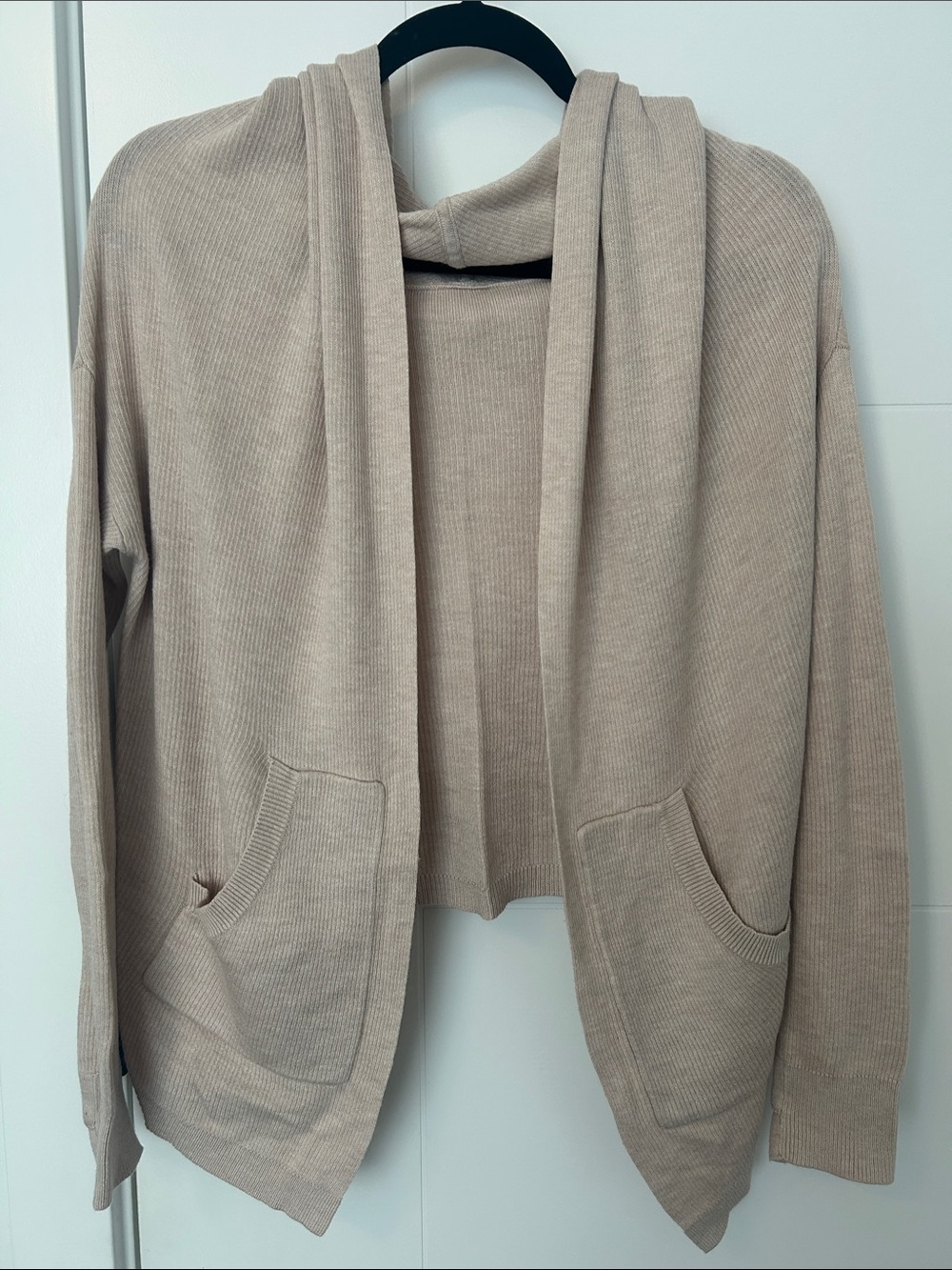 Lululemon Beige Open-Front Ribbed Cardigan